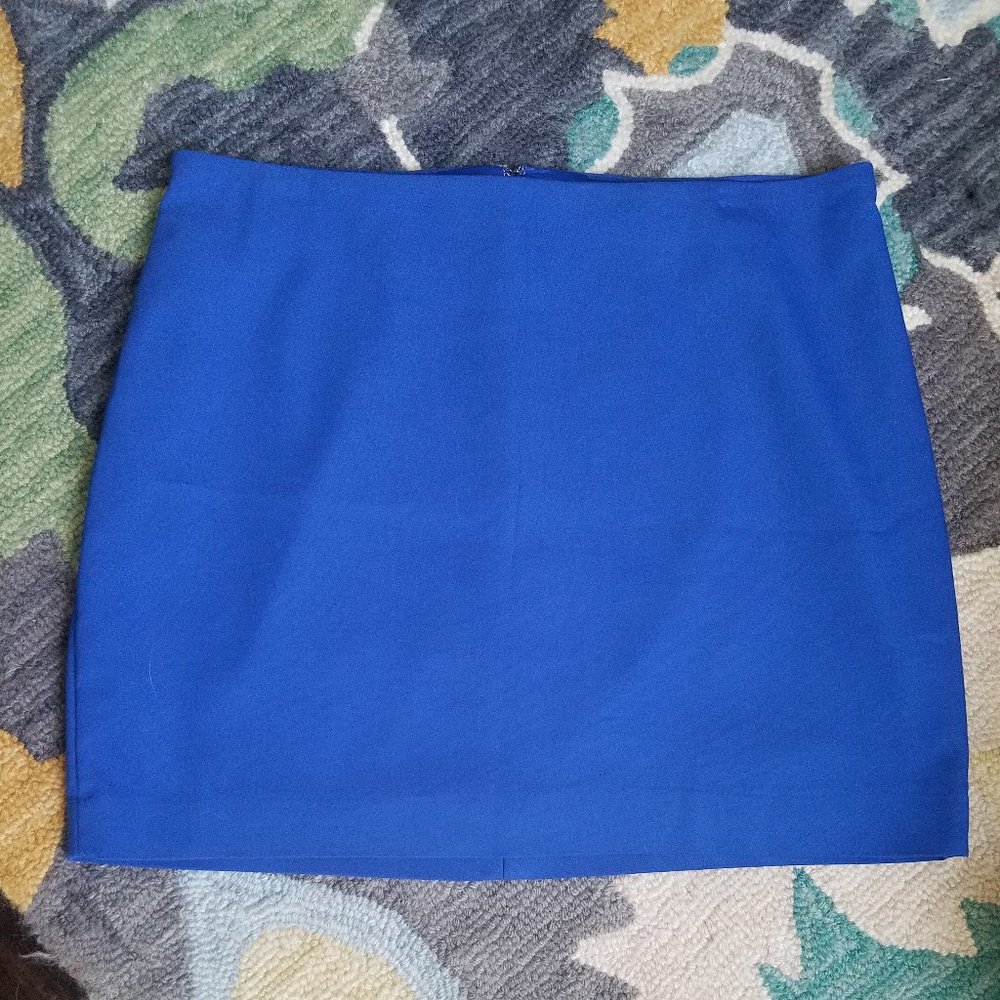 Blue A-Line Hidden Zipper Skirt